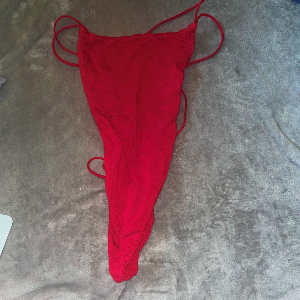 Red Backless Bodysuit